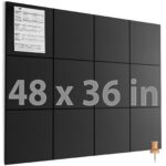 MaxGear Large Cork Board for Wall 48″ x 36″, 12 Pack Felt Wall Tiles with Pushpins, Black Bulletin Board, Pin Board Tack Board for Office, Home, Decoration