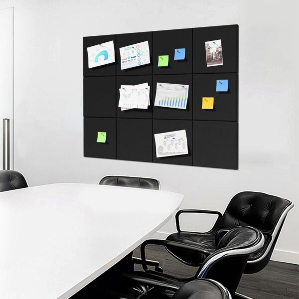 MaxGear Large Cork Board for Wall 48″ x 36″, 12 Pack Felt Wall Tiles with Pushpins, Black Bulletin Board, Pin Board Tack Board for Office, Home, Decoration