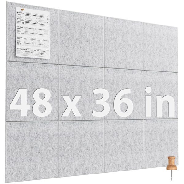 MaxGear Large Cork Board for Wall 48″ x 36″, 12 Pack Felt Wall Tiles with Pushpins, Black Bulletin Board, Pin Board Tack Board for Office, Home, Decoration