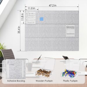 MaxGear Large Cork Board for Wall 48″ x 36″, 12 Pack Felt Wall Tiles with Pushpins, Black Bulletin Board, Pin Board Tack Board for Office, Home, Decoration