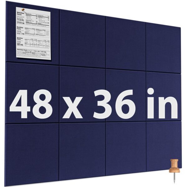 MaxGear Large Cork Board for Wall 48″ x 36″, 12 Pack Felt Wall Tiles with Pushpins, Black Bulletin Board, Pin Board Tack Board for Office, Home, Decoration
