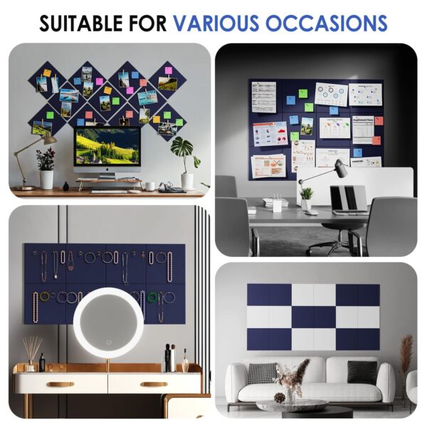 MaxGear Large Cork Board for Wall 48″ x 36″, 12 Pack Felt Wall Tiles with Pushpins, Black Bulletin Board, Pin Board Tack Board for Office, Home, Decoration