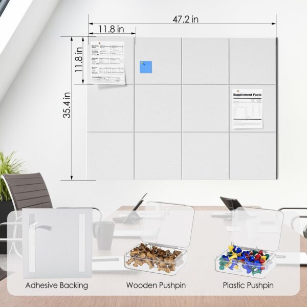 MaxGear Large Cork Board for Wall 48″ x 36″, 12 Pack Felt Wall Tiles with Pushpins, Black Bulletin Board, Pin Board Tack Board for Office, Home, Decoration