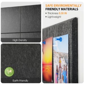 MaxGear Large Cork Board for Wall 48″ x 36″, 12 Pack Felt Wall Tiles with Pushpins, Black Bulletin Board, Pin Board Tack Board for Office, Home, Decoration