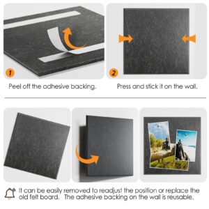 MaxGear Large Cork Board for Wall 48″ x 36″, 12 Pack Felt Wall Tiles with Pushpins, Black Bulletin Board, Pin Board Tack Board for Office, Home, Decoration