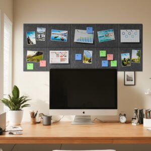 MaxGear Large Cork Board for Wall 48″ x 36″, 12 Pack Felt Wall Tiles with Pushpins, Black Bulletin Board, Pin Board Tack Board for Office, Home, Decoration