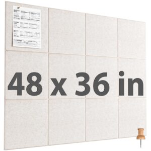 MaxGear Large Cork Board for Wall 48″ x 36″, 12 Pack Felt Wall Tiles with Pushpins, Black Bulletin Board, Pin Board Tack Board for Office, Home, Decoration