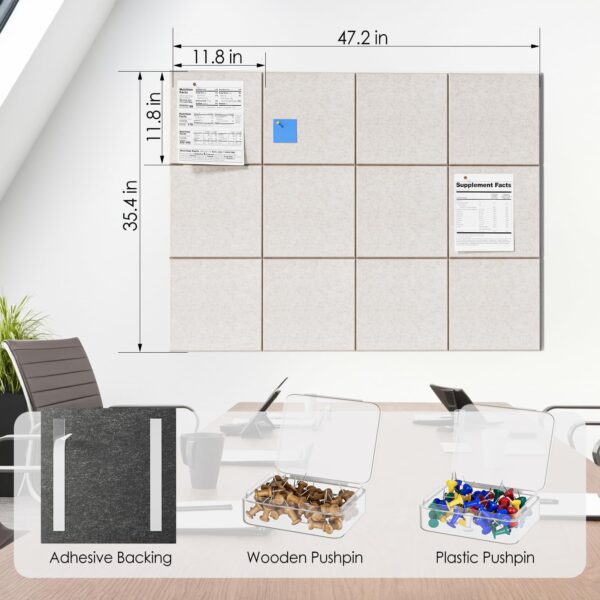MaxGear Large Cork Board for Wall 48″ x 36″, 12 Pack Felt Wall Tiles with Pushpins, Black Bulletin Board, Pin Board Tack Board for Office, Home, Decoration