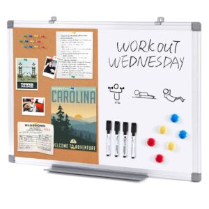 SWANCROWN Combination Board Dry Erase Cork Board Combo 24"x 18" - Image 1