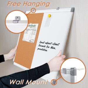 SWANCROWN Combination Board Dry Erase Cork Board Combo 24"x 18" - Image 3