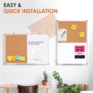 SWANCROWN Combination Board Dry Erase Cork Board Combo 24"x 18" - Image 4