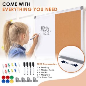 SWANCROWN Combination Board Dry Erase Cork Board Combo 24"x 18" - Image 6