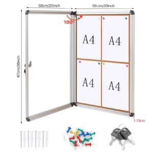 SWANCROWN Enclosed Cork Bulletin Board with Lock 26"x 20",Silver Aluminum Frame - Image 3