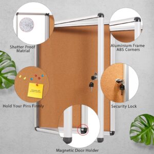 SWANCROWN Enclosed Cork Bulletin Board with Lock 26"x 20",Silver Aluminum Frame - Image 4