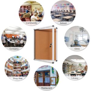 SWANCROWN Enclosed Cork Bulletin Board with Lock 26"x 20",Silver Aluminum Frame - Image 5