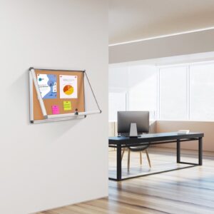 SWANCROWN Enclosed Cork Bulletin Board with Lock 26"x 20",Silver Aluminum Frame - Image 7