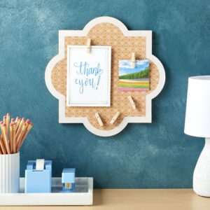 Decorative Bulletin Board Wall Organizer – Cute Framed Self-Adhesive Printed Cork Board for Home, Office, or School (12×12 In)