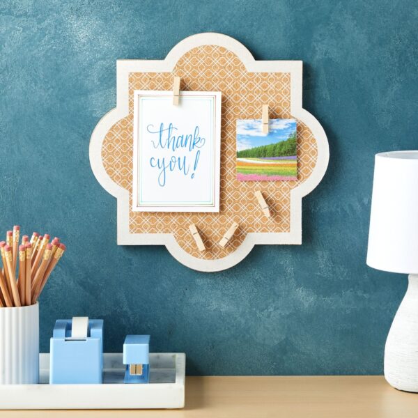Decorative Bulletin Board Wall Organizer – Cute Framed Self-Adhesive Printed Cork Board for Home, Office, or School (12×12 In)