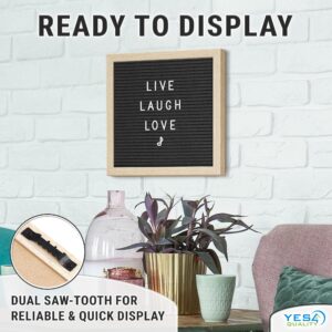 Felt Letter Board w/ 170 Letters & Numbers, 10×10” Letterboard w/ Wooden Frame, Black by Yes4Quality