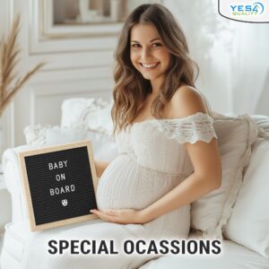 Felt Letter Board w/ 170 Letters & Numbers, 10×10” Letterboard w/ Wooden Frame, Black by Yes4Quality