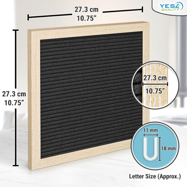 Felt Letter Board w/ 170 Letters & Numbers, 10×10” Letterboard w/ Wooden Frame, Black by Yes4Quality