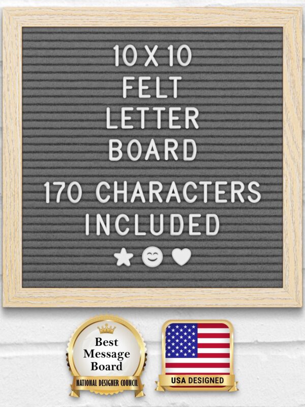 Felt Letter Board w/ 170 Letters & Numbers, 10×10” Letterboard w/ Wooden Frame, Black by Yes4Quality