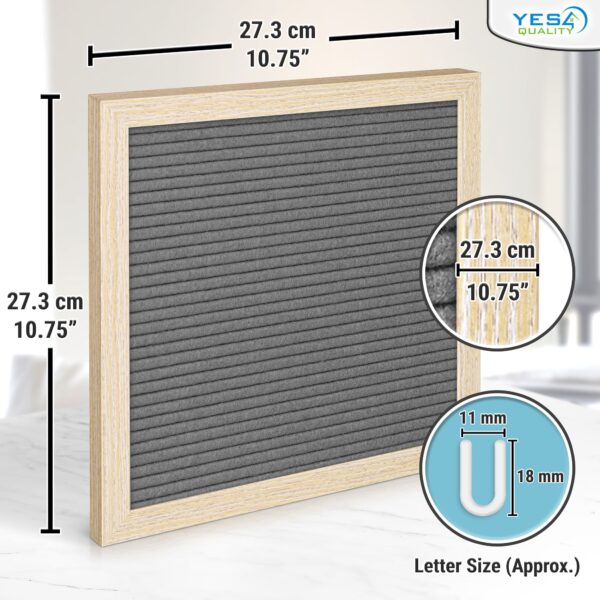 Felt Letter Board w/ 170 Letters & Numbers, 10×10” Letterboard w/ Wooden Frame, Black by Yes4Quality