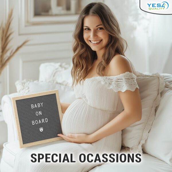 Felt Letter Board w/ 170 Letters & Numbers, 10×10” Letterboard w/ Wooden Frame, Black by Yes4Quality