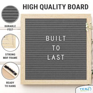 Felt Letter Board w/ 170 Letters & Numbers, 10×10” Letterboard w/ Wooden Frame, Black by Yes4Quality