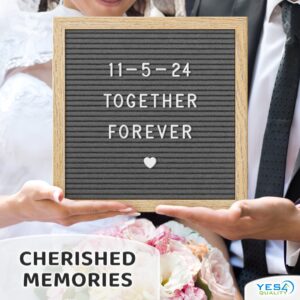Felt Letter Board w/ 170 Letters & Numbers, 10×10” Letterboard w/ Wooden Frame, Black by Yes4Quality