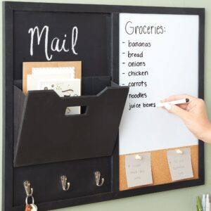 Juvale Message Command Center & Wall Mounted Organizer, Family Office Whiteboard, Chalkboard, Cork Board Combo, Mail Inbox Sorter, Key Hooks & Magnets (21.9 x 18.2 x 0.6 inch) - Image 3