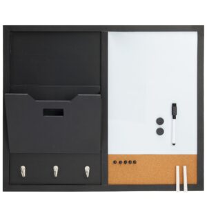 Juvale Message Command Center & Wall Mounted Organizer, Family Office Whiteboard, Chalkboard, Cork Board Combo, Mail Inbox Sorter, Key Hooks & Magnets (21.9 x 18.2 x 0.6 inch) - Image 5