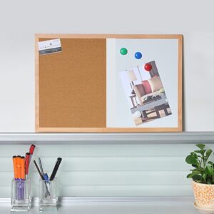 Magnetic Wood Whiteboard Cork Board Combination Blank Message Board for Office - Image 3
