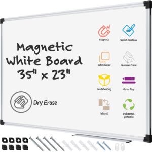 AGCAN Large Whiteboard 35" x 23" Dry Erase Board for Office Wall Magnetic Marker Board 3'x2' Big White Board - Image 1
