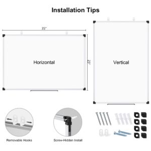 AGCAN Large Whiteboard 35" x 23" Dry Erase Board for Office Wall Magnetic Marker Board 3'x2' Big White Board - Image 3