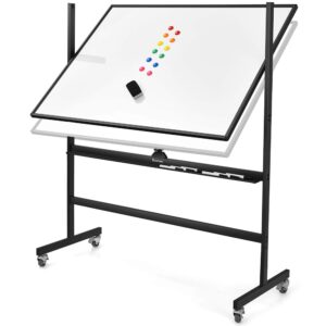 Costway 48''x36'' Mobile Magnetic Double-Sided Reversible Whiteboard Height Adjust - Image 1