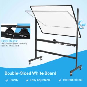 Costway 48''x36'' Mobile Magnetic Double-Sided Reversible Whiteboard Height Adjust - Image 9