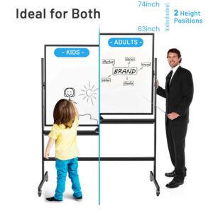 Costway 48''x36'' Mobile Magnetic Double-Sided Reversible Whiteboard Height Adjust - Image 10