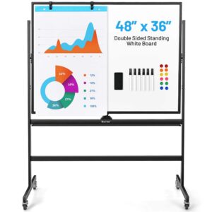 Costway 48''x36'' Mobile Magnetic Double-Sided Reversible Whiteboard Height Adjust - Image 11