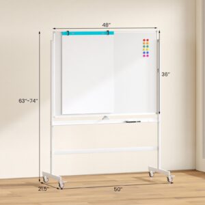 Costway 48''x36'' Mobile Magnetic Double-Sided Reversible Whiteboard Height Adjust - Image 15