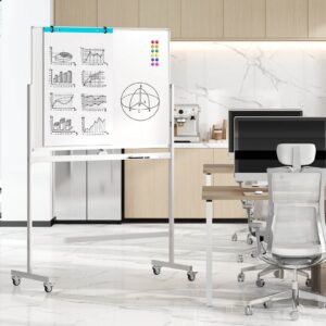 Costway 48''x36'' Mobile Magnetic Double-Sided Reversible Whiteboard Height Adjust - Image 17
