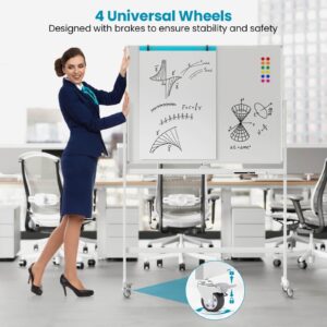 Costway 48''x36'' Mobile Magnetic Double-Sided Reversible Whiteboard Height Adjust - Image 20