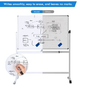 Maxtek Large Rolling Whiteboard on Wheels, 48" x 32" Magnetic Dry Erase Board with Stand, 4' x 3' Mobile Easel Standing Aluminum Frame for Home School, Office & Class - Image 2