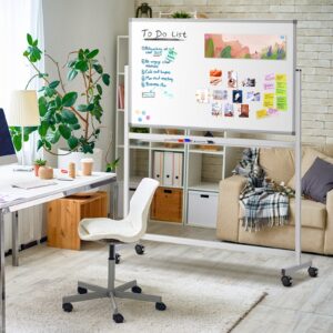 Maxtek Large Rolling Whiteboard on Wheels, 48" x 32" Magnetic Dry Erase Board with Stand, 4' x 3' Mobile Easel Standing Aluminum Frame for Home School, Office & Class - Image 4