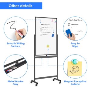 Maxtek Large Rolling Whiteboard on Wheels, 48" x 32" Magnetic Dry Erase Board with Stand, 4' x 3' Mobile Easel Standing Aluminum Frame for Home School, Office & Class - Image 11