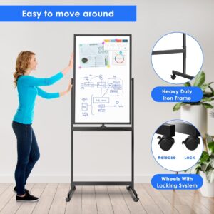 Maxtek Large Rolling Whiteboard on Wheels, 48" x 32" Magnetic Dry Erase Board with Stand, 4' x 3' Mobile Easel Standing Aluminum Frame for Home School, Office & Class - Image 12