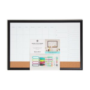 U Brands 30 x 20 in. Magnetic Dry Erase Calendar Planner Combo Board, Black Wood Style Frame - Image 7