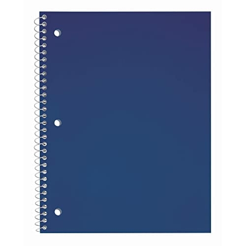 Just Basics® Poly Spiral Notebook, 8 1/2″ x 10 1/2″, Wide Ruled, 140 Pages (70 Sheets), Blue