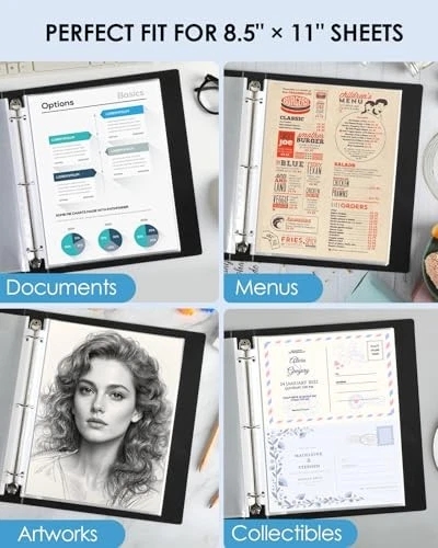 Ktrio Sheet Protectors 8.5 X 11 Inch, Clear Page Protector For 3 Ring