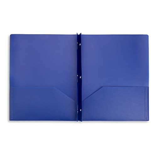 Multicolor Plastic Two Pocket Folders with Prongs, 6 Pack